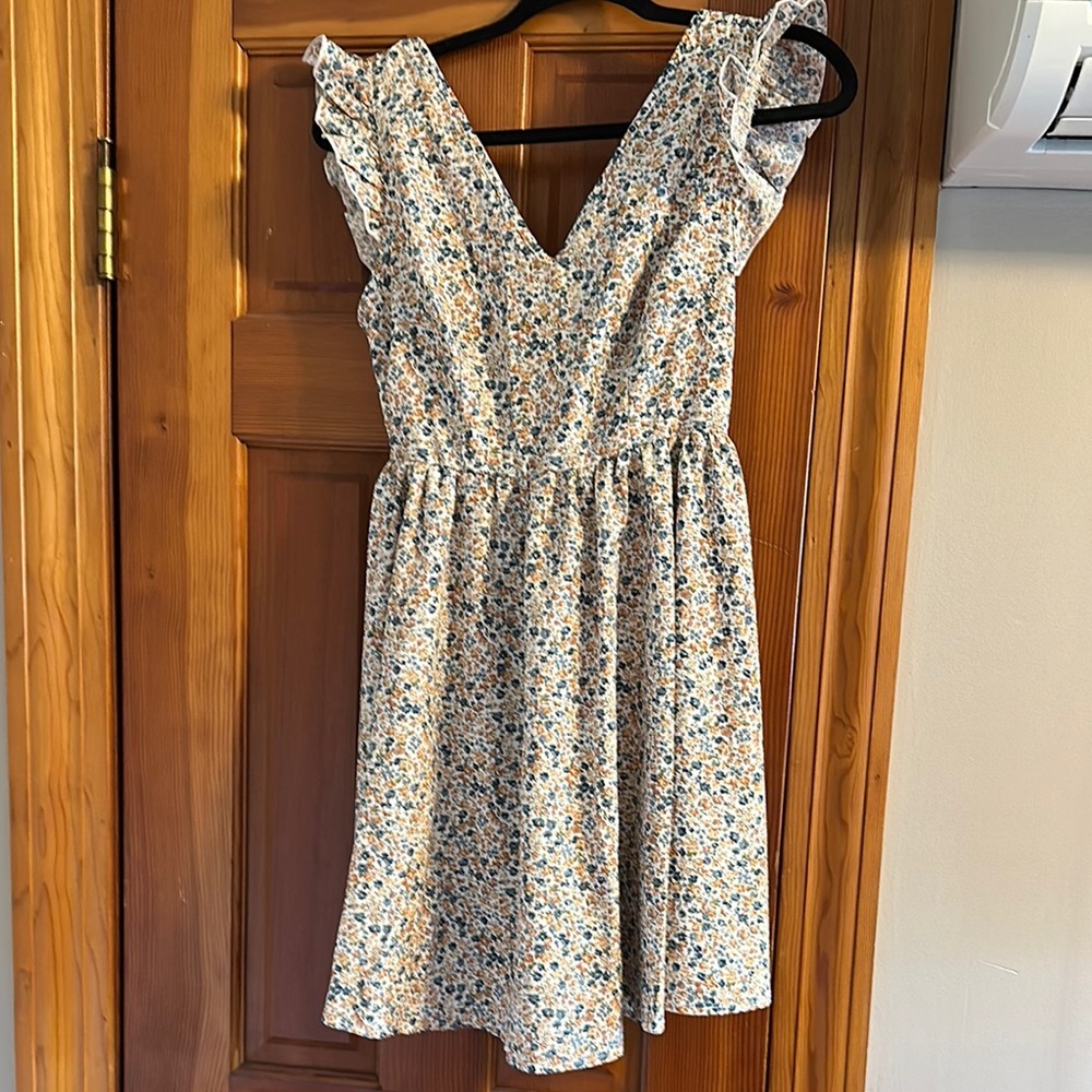 SHEIN Pink Floral Print Sundress Sleeveless V-Neck